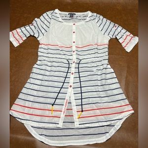 Helly Hansen Nautical Striped Button-Down Shirt/Dress Size M